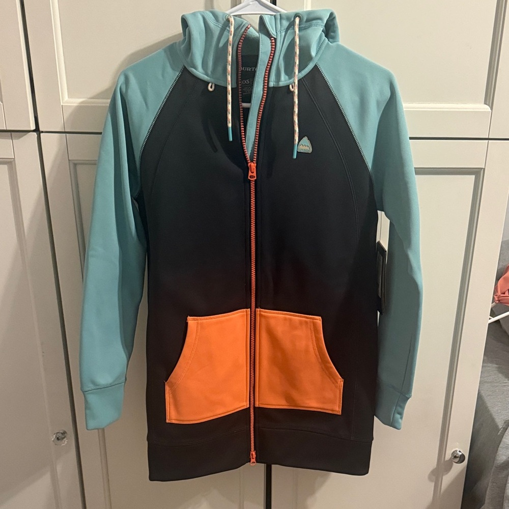 NWT Burton Zip Up Hoodie Jacket with Aqua and Orange XXS